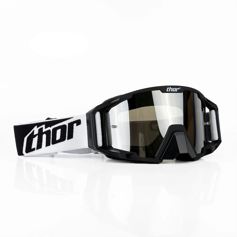 Masque MX Enduro — Noir / verre miroir argent