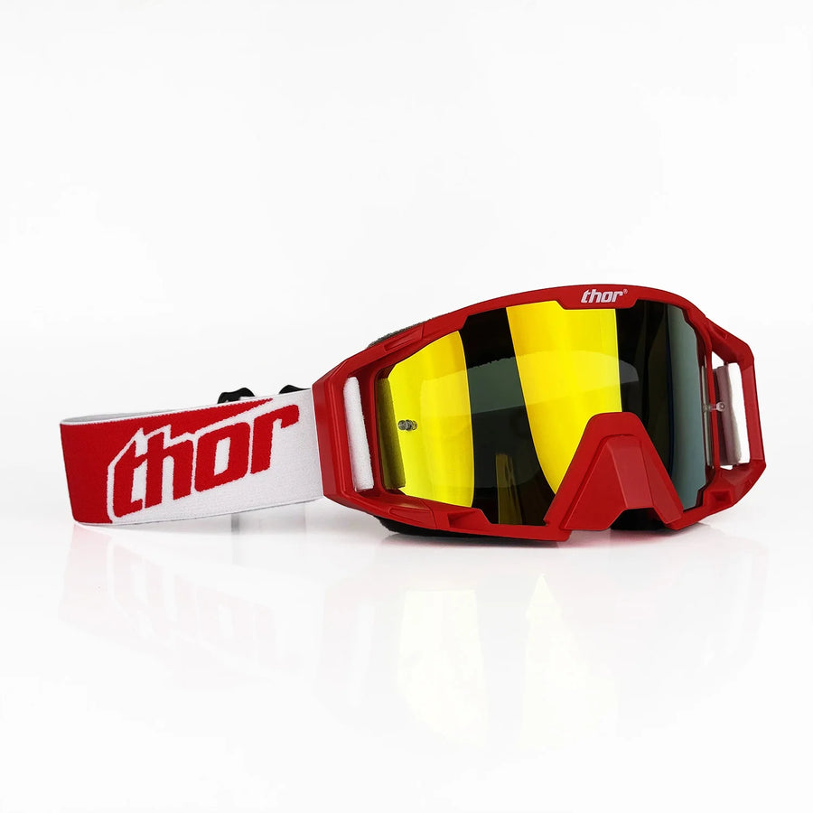Masque MX Enduro — Rouge / verre miroir doré