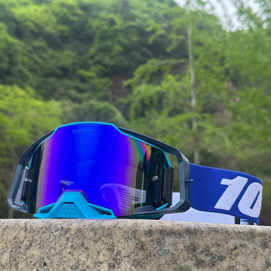Masque MX Pro — Bleu / blanc / verre miroir bleu