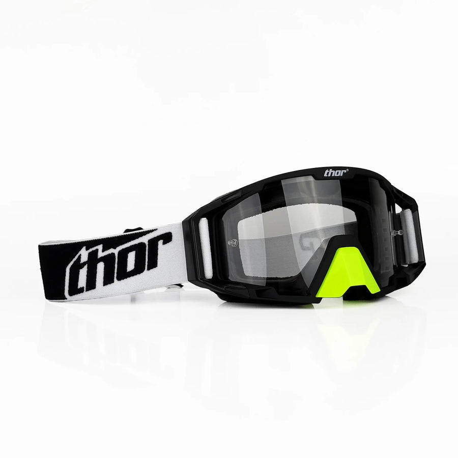 Masque MX Enduro — Noir / jaune fluo / verre transparent