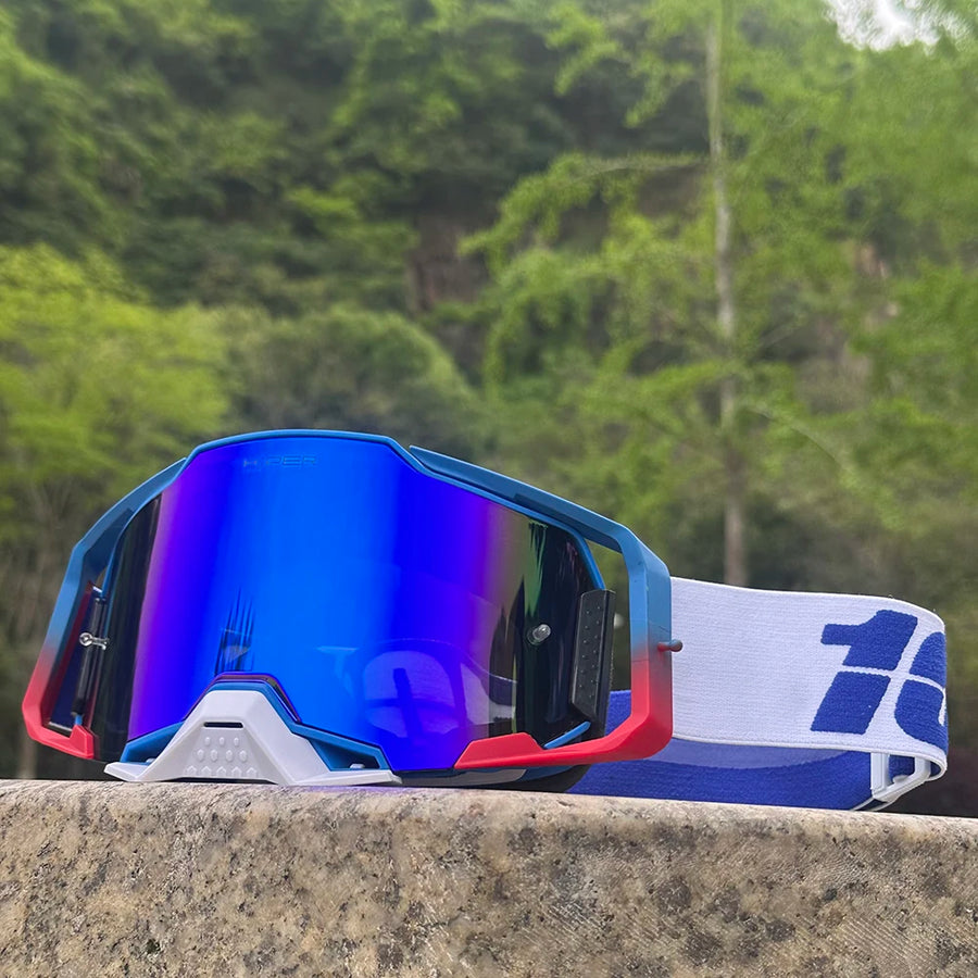 Masque MX Pro — Violet / bleu / verre miroir bleu