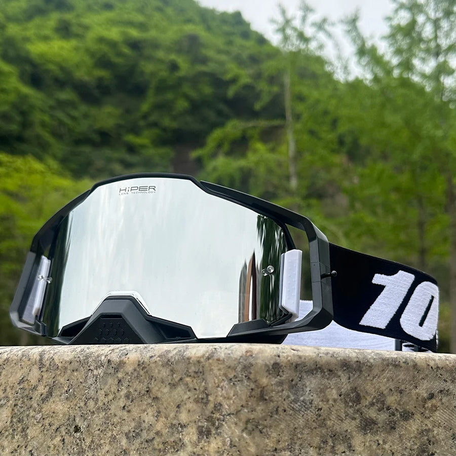 Masque MX Pro — Noir / blanc / verre miroir argent